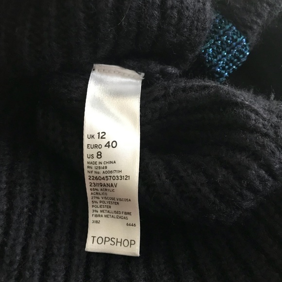 TOPSHOP French Blue Metallic Chunky Soft Fuzzy Sweater Size 8 - Picture 7 of 7